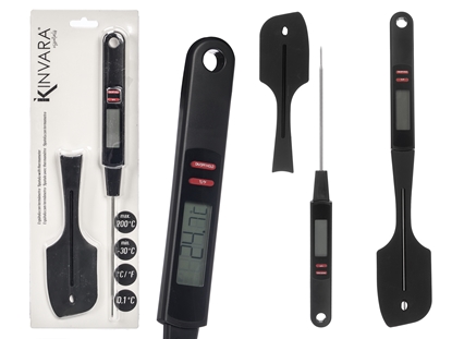 Picture of Silicone spatula with thermometer, black, 2.5×32.5×9 cm, 13308, Kinvara