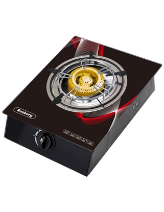 Picture of Single gas hob Rosberg R51454GA, 30 mbar, Black tempered glass,  Cast iron burner, with two trays