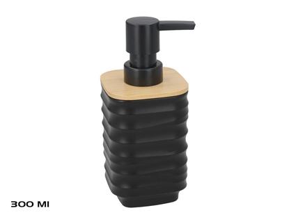 Изображение Soap Dispenser, Black with Bamboo, 300 ml, 7.00 x 8.00 x 15.50, BATH&GO