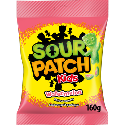 Attēls no Sour Patch Kids Arbūza garšas želejkonfektes ar skābo cukura apvalku 160g