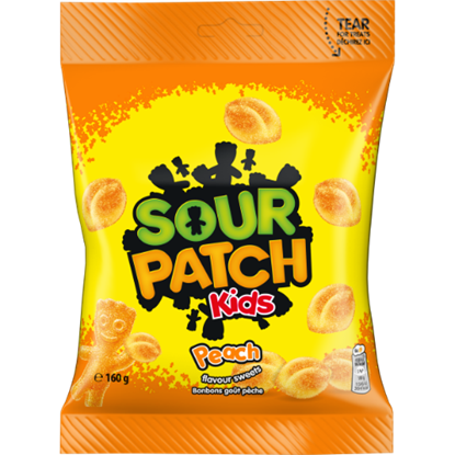 Attēls no Sour Patch Kids Persiku garšas želejkonfektes ar skābā cukura apvalku 160g