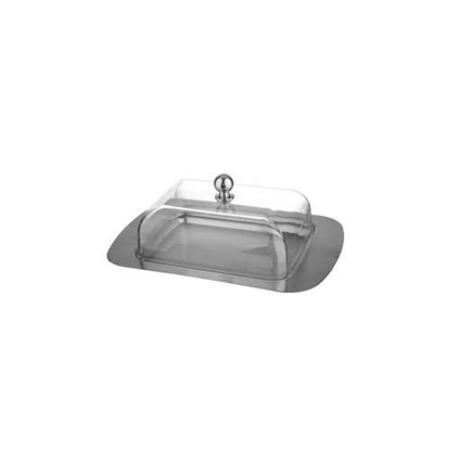 Picture of Square butter dish with plastic lid - stainless steel, 19 cm x 12 cm x 7 cm, KH 4027