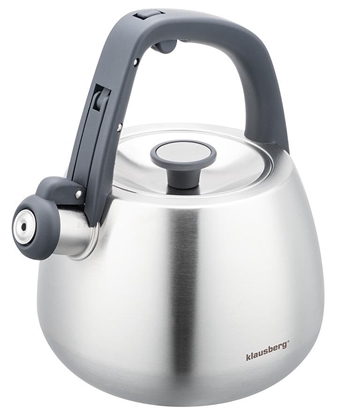 Изображение Stainless steel kettle with whistle, brushed silver, capacity 2.5 l, Klausberg, KB 7773