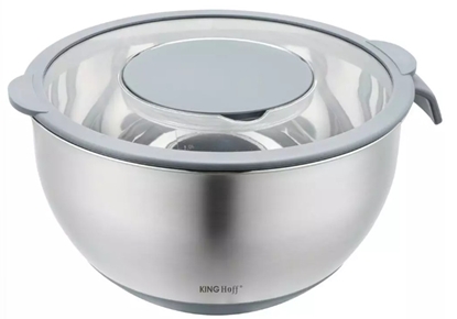 Picture of Steel bowl with lid, multifunctional, gray, capacity 5l , KINGHoff.
