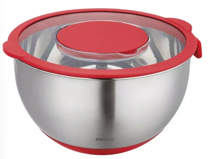 Picture of Steel bowl with lid, multifunctional, red, capacity 5l , KINGHoff.