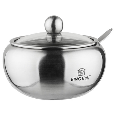 Picture of Sugar bowl with spoon, steel, 460ml Kinghoff KH 3732