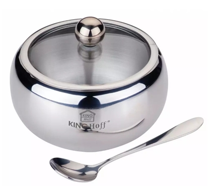 Picture of Sugar bowl with spoon, steel, 460ml, Kinghoff KH 3725