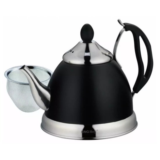 Picture of Teapot with strainer, 1l steel, black Kinghoff KH 1538