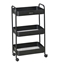 Attēls no Three-tier mobile shelving unit, black, steel trolley with 360° wheels, KINGHoff, KH 1941