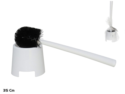 Изображение Toilet Brush Holder W/ Brush, White, 35 cm, 11.00 x 11.00 x 35.00, BATH&GO