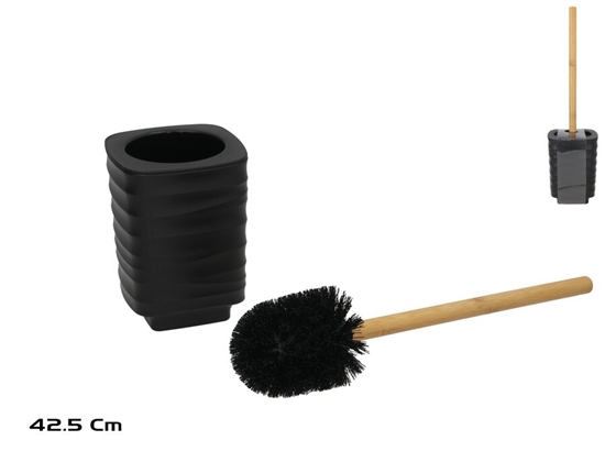 Picture of Toilet Brush Holder With Black Bamboo Handle, 42.5 cm, 11.00 x 11.00 x 42.50, BATH&GO