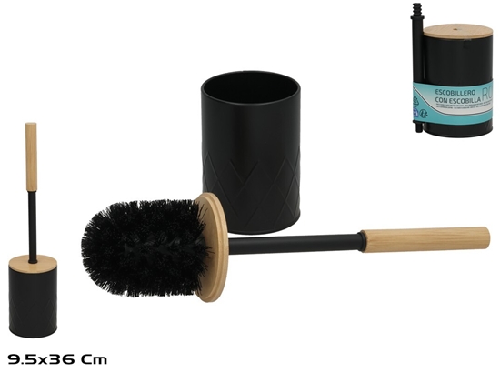 Picture of Toilet Brush Holder With Brush, Black, 9.50 x 9.50 x 39.50, BATH&GO