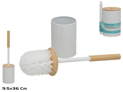 Изображение Toilet Brush Holder With Brush, White, 9.50 x 9.50 x 39.50, BATH&GO