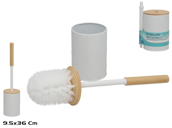 Picture of Toilet Brush Holder With Brush, White, 9.50 x 9.50 x 39.50, BATH&GO