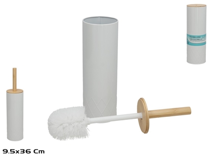 Изображение Toilet Brush Holder With Brush, White, 9.50 x 9.50 x 40.00, BATH&GO