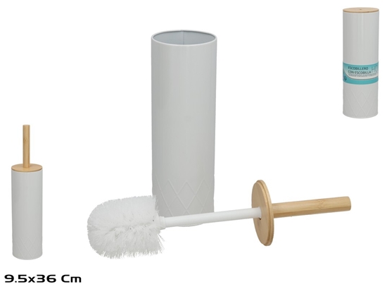 Изображение Toilet Brush Holder With Brush, White, 9.50 x 9.50 x 40.00, BATH&GO