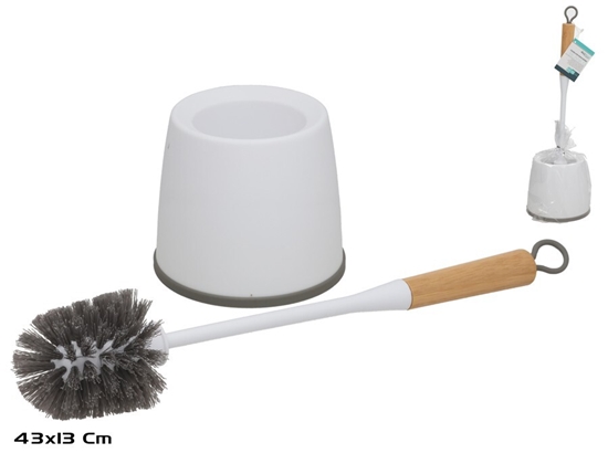 Picture of Toilet Brush Holder, Bamboo Handle, White, 13.00 x 13.00 x 43.00, BATH&GO