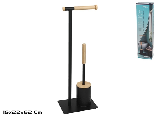 Picture of Toilet Paper Holder And Brush, Black, 16.00 x 22.00 x 62.00, BATH&GO