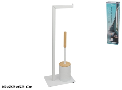 Изображение Toilet Paper Holder And Brush, White, 16.00 x 22.00 x 62.00, BATH&GO