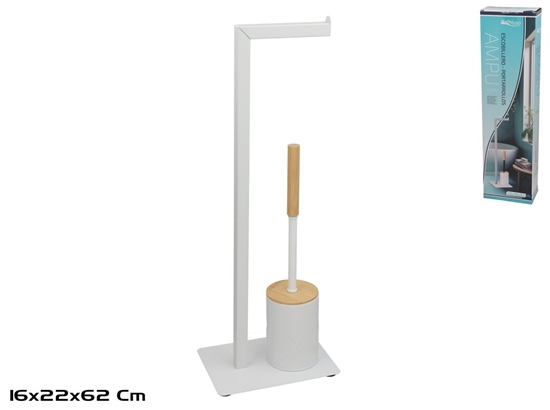 Picture of Toilet Paper Holder And Brush, White, 16.00 x 22.00 x 62.00, BATH&GO