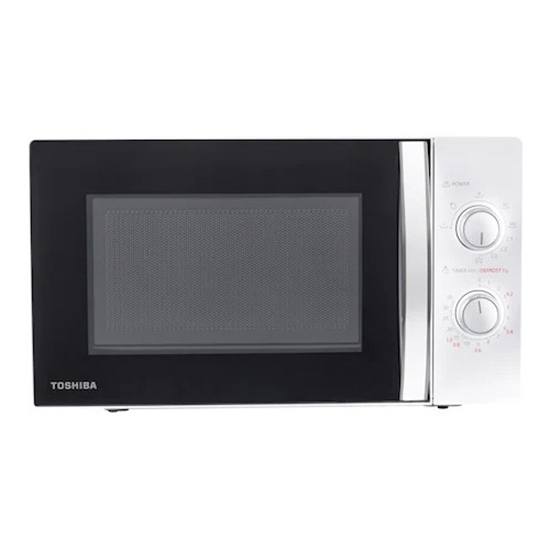 Picture of Toshiba MWP MG20PWH microwave oven, 20 L, 700 W, with a mechanical control panel, 5 power levels, an