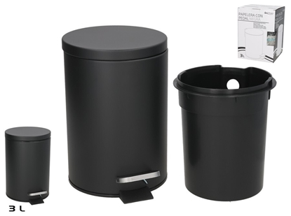 Изображение Trash Can With Pedal, 3 L, Black, 21.00 x 16.80 x 24.50, BATH&GO