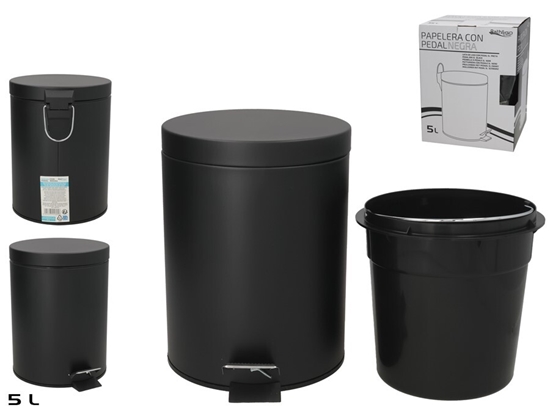 Picture of Trash Can With Pedal, 5 L, Black, 26.00 x 20.50 x 27.00, BATH&GO