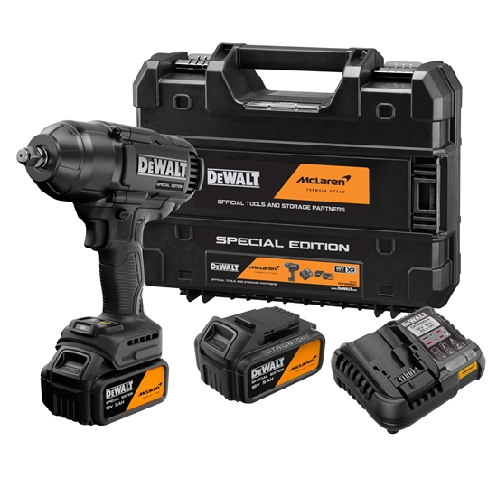 Изображение Triecienatslēga DeWalt McLaren F1 Team Special Edition; 18 V; 1396 Nm; 2x5,0 Ah akum.