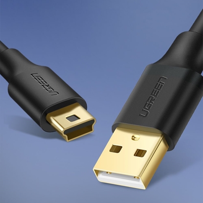 Picture of Ugreen 5 pin gold-plated USB cable - mini USB 0.5m black (US132)