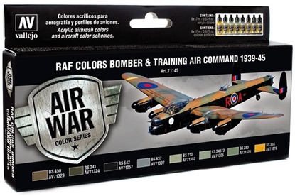 Изображение Vallejo Vallejo: 71.145 - Model Air - Air War - RAF Colors - Bomber & Training Air Command 1939-1945 (8x18 ml)