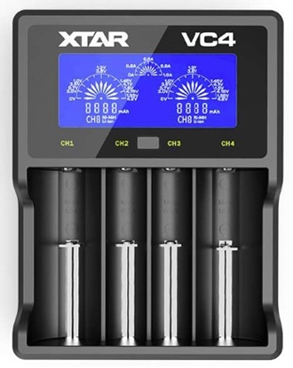 Attēls no VC4 viedais LCD lādētājs Li-ion/Ni-MH (18650, 21700, AA, AAA), 4 ligzdas, USB barošana