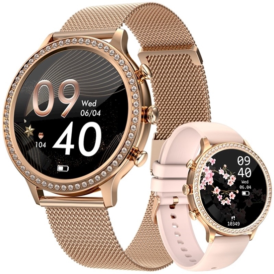 Picture of VELTORI VT310-1 Smartwatch with Gold Bracelet + Pink Silicone Strap / gold/pink