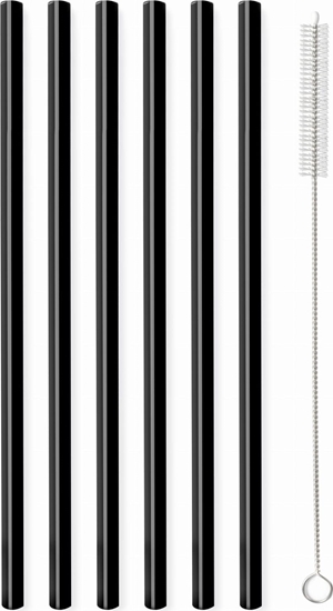 Picture of Vialli Design SOMKI SZKLANE CZARNE 20cm ZESTAW 6 SZTUK ZE SZCZOTECZK 26599 VIALLI DESIGN