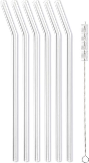 Picture of Vialli Design SOMKI SZKLANE TRANSPARENT ZAKRZYWIONE 23cm ZESTAW 6 SZTUK ZE SZCZOTECZK 26629 VIALLI DESIGN