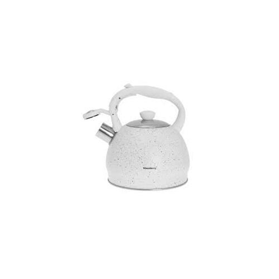 Picture of Whistling teapot, 2 l, white marble color with white handle Kinghoff KB 7319