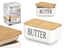 Picture of White butter dish, bamboo cover, 8×16.5×10.3 cm, 99891, Kinvara