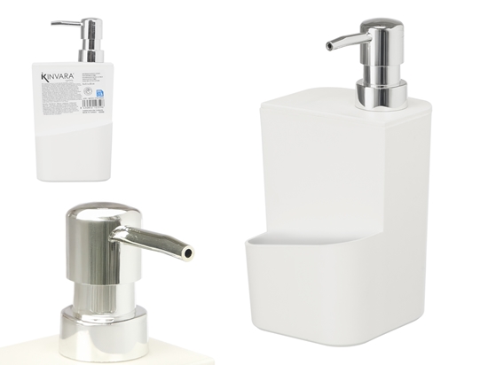 Picture of White sponge holder and soap dispenser 650 ml, 20.5×9.5×9.5 cm, 12359, Kinvara