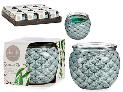 Picture of Willow blossom candle in glass container, 6.3×7.5×7.5 cm, 34559, Acorde