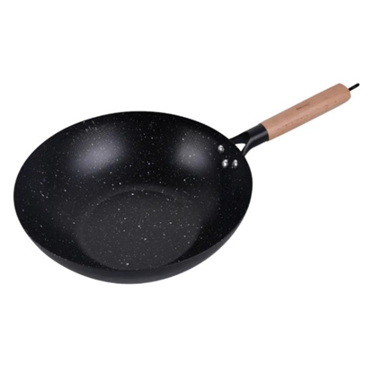 Picture of WOK frying pan 30 cm, carbon steel, marble non-stick coating, wooden handle, KINGHoff, KH 1983