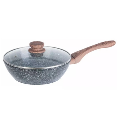 Picture of Wok frying pan with lid, aluminium, grey marbled Ø24cm Kinghoff KH 1583