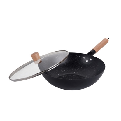 Picture of Wok pan with lid, black marble, Ø30cm x height approx. 9 cm, KH 1984, Kinghoff