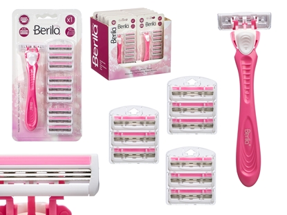 Изображение Women's razor with 10 cartridges, pink, 21×11×3 cm, 12210, Berilo