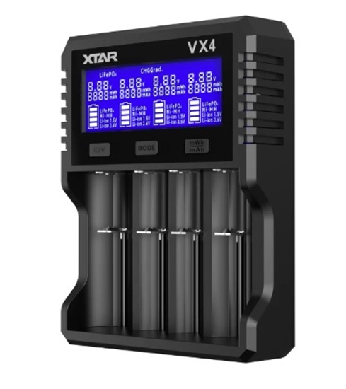 Picture of XTAR VX4 lādētāja komplekts (SET) | 1.5V Li-ion, 3.7V Li-ion, LiFePO4, Ni-MH, 4 ligzdas, LCD