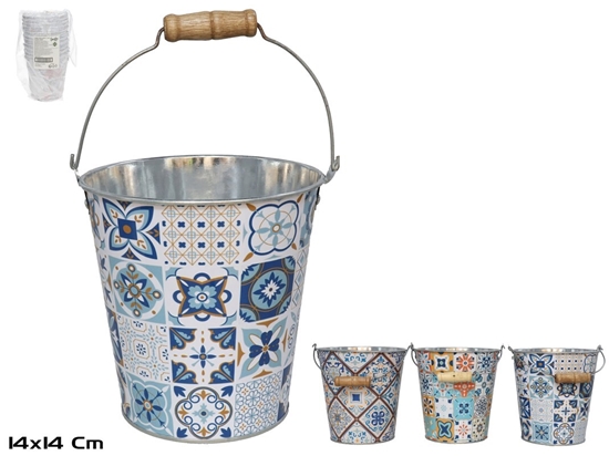 Изображение Zinc Plated Bucket With Conan 3 Assortment Handle 14x14 cm, GARDEN ENJOY