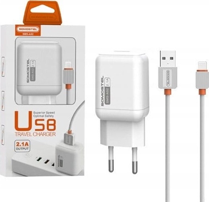 Изображение adowarka ADOWARKA SIECIOWA 2A + KABEL IPHONE BIAY SOMOSTEL 2100MA USB-C SMS-A52 10W