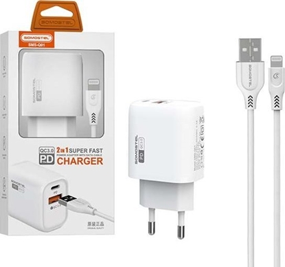 Picture of adowarka M ADOWARKA SIECIOWA 3A 18W + KABEL IPHONE BIAA SOMOSTEL POWER DELIVERY SMS-Q01 PD+USB