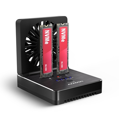 Picture of ADSA-M2C22 Stacja dokująca USB4 dla 2x M.2 NVMe SSD z funkcją klonowania dysków bez komputera, z wentylatorem chłodzącym