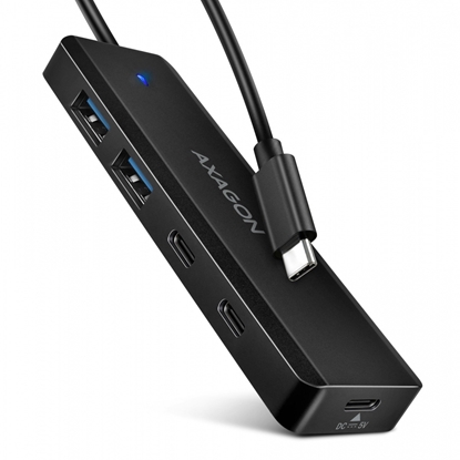Attēls no HUB 4-portowy 5gbps 2x USB-A 2x USB-C , USB-C power IN 19cm kabel HUE-C2C
