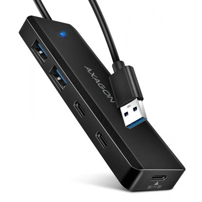 Attēls no HUB 4-portowy 5gbps 2x USB-A 2x USB-C, USB-C power in  19 cm kabel  HUE-C2A