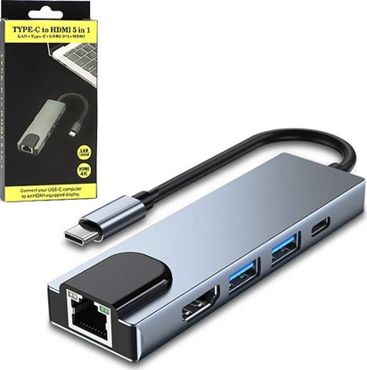 Picture of HUB USB Vega ECOBOX* ADAPTER TYP-C ROZDZIELACZ HDMI + TYP-C + USB + RJ45 DEX